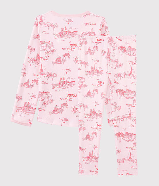 Pigiama tela di Jouy Parigi bambina in cotone rosa FLEUR/rosa GROSEILLER