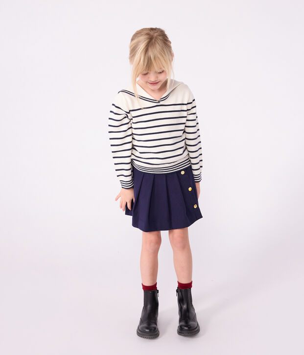 Pullover marinaro in cotone a righe bambino blu/blu