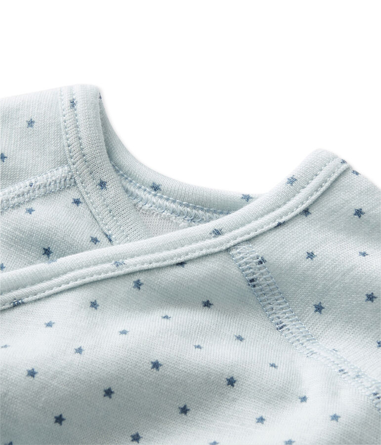 Body puericultura beb&egrave; bambina maniche lunghe lana e cotone blu/grigio