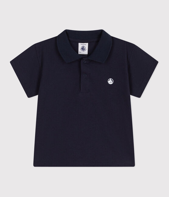 Polo a maniche corte in cotone tinta unita neonato blu SMOKING