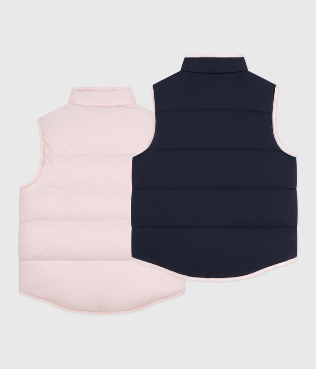 Piumino bambino senza maniche bicolore double face rosa/blu