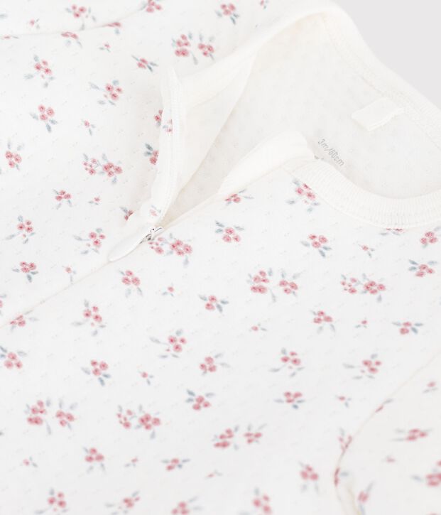 Pigiama in tubique con stampa a fiori neonata bianco/rosa