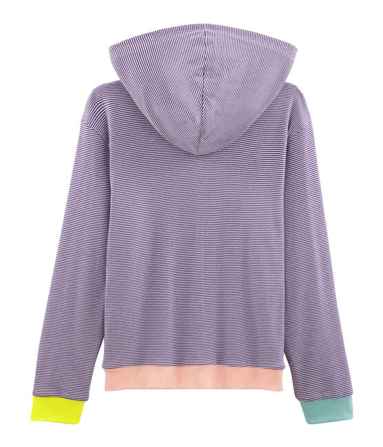 Felpa con cappuccio donna viola REAL/bianco MARSHMALLOW