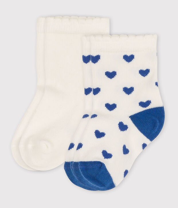 Confezione da 2 paia di calzini beb&egrave; a cuori multicolore