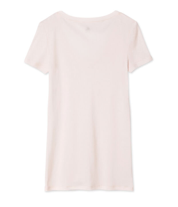 T-shirt a maniche corte con scollo a v donna rosa