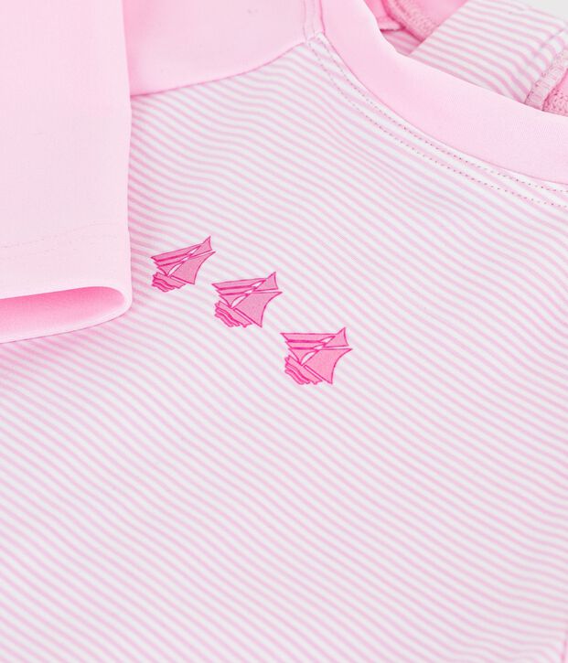 Tutina da bagno anti uv neonato rosa/bianco