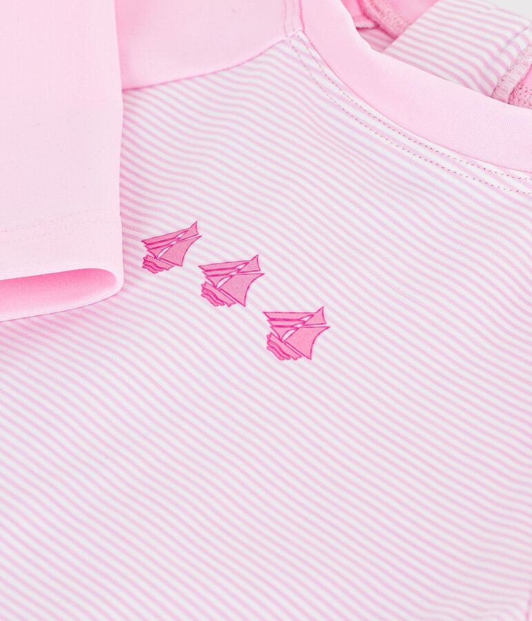 Tutina da bagno anti uv neonato rosa/bianco