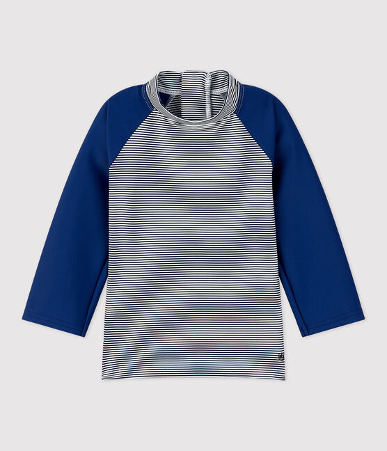T-shirt bebè anti-UV in materiale ecoresponsabile blu MEDIEVAL/bianco MARSHMALLOW