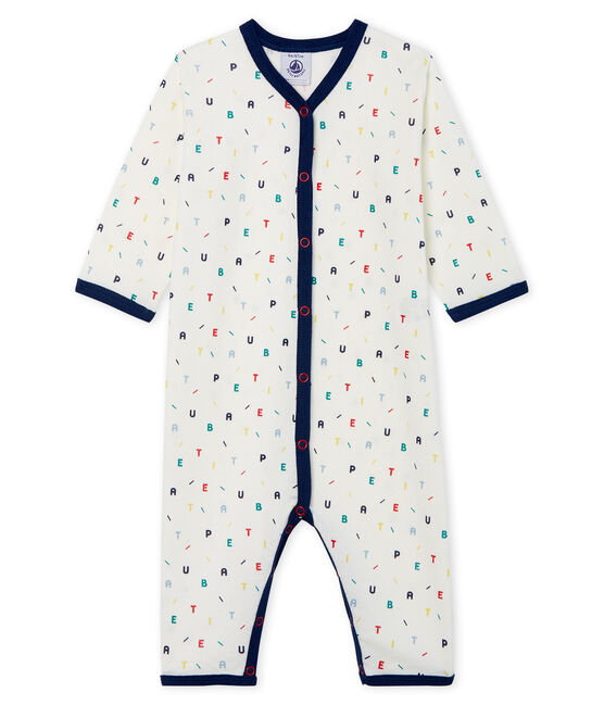 Tutina pigiama senza piedi bambino a costine bianco MARSHMALLOW/bianco MULTICO