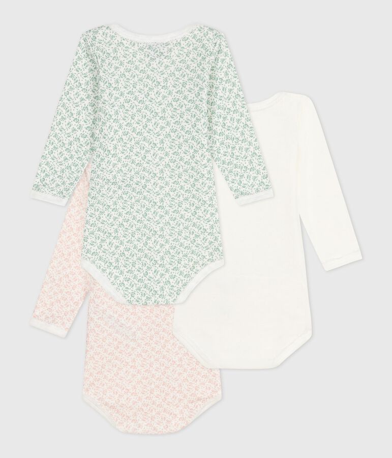 Set da 3 body a maniche lunghe in cotone a fiori neonato variante 1