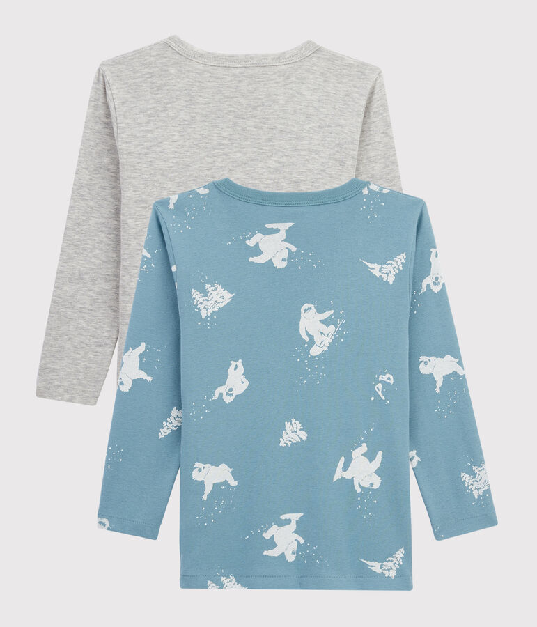 Confezione da 2 t-shirt manica lunga fantasia zampa dello yeti da bambino multicolore