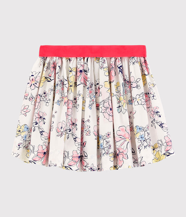 Gonna in popeline bambina bianco/multicolore