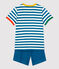 Pigiama corto bambino a righe in cotone MALLARD/ MARSHMALLOW