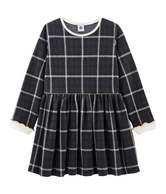 Abito in maglia a scacchi bambina nero CITY/bianco MULTICO