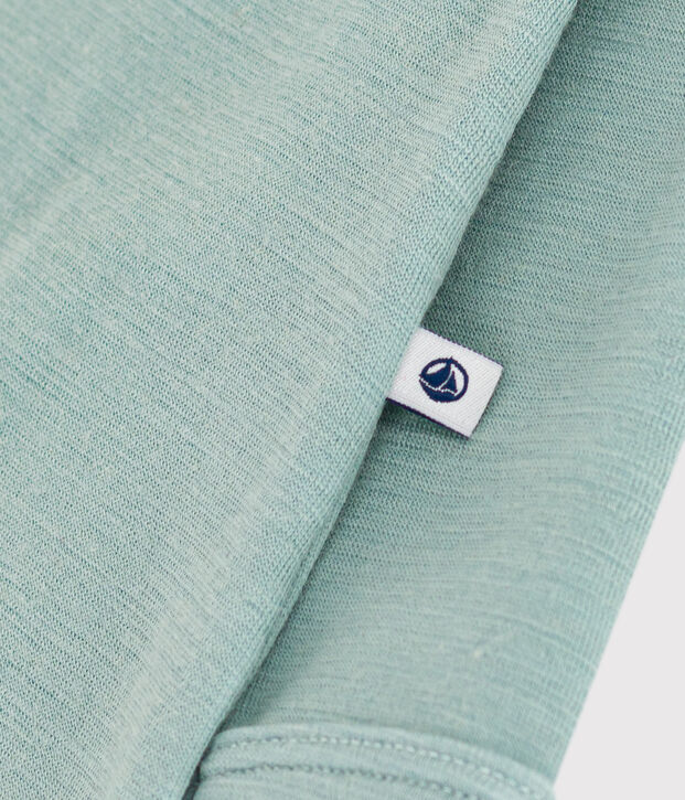 Body lungo beb&egrave; in lana e cotone verde