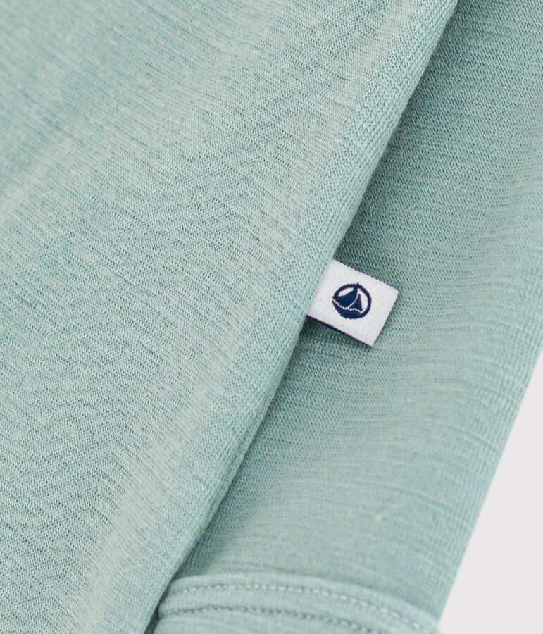 Body lungo beb&egrave; in lana e cotone verde