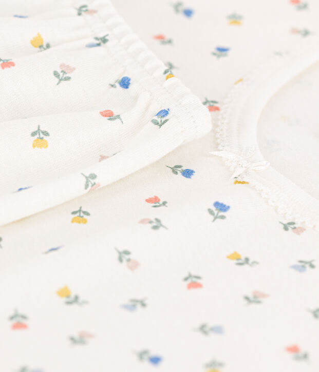 Pigiama bambina corto in cotone aderente bianco/multicolore