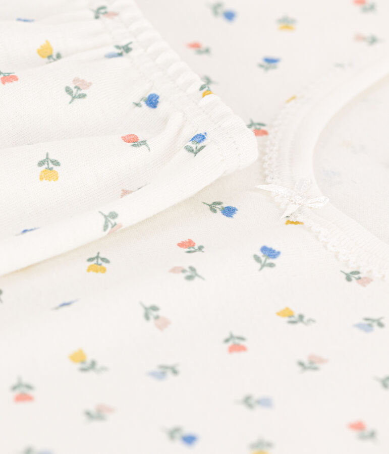Pigiama bambina corto in cotone aderente bianco/multicolore