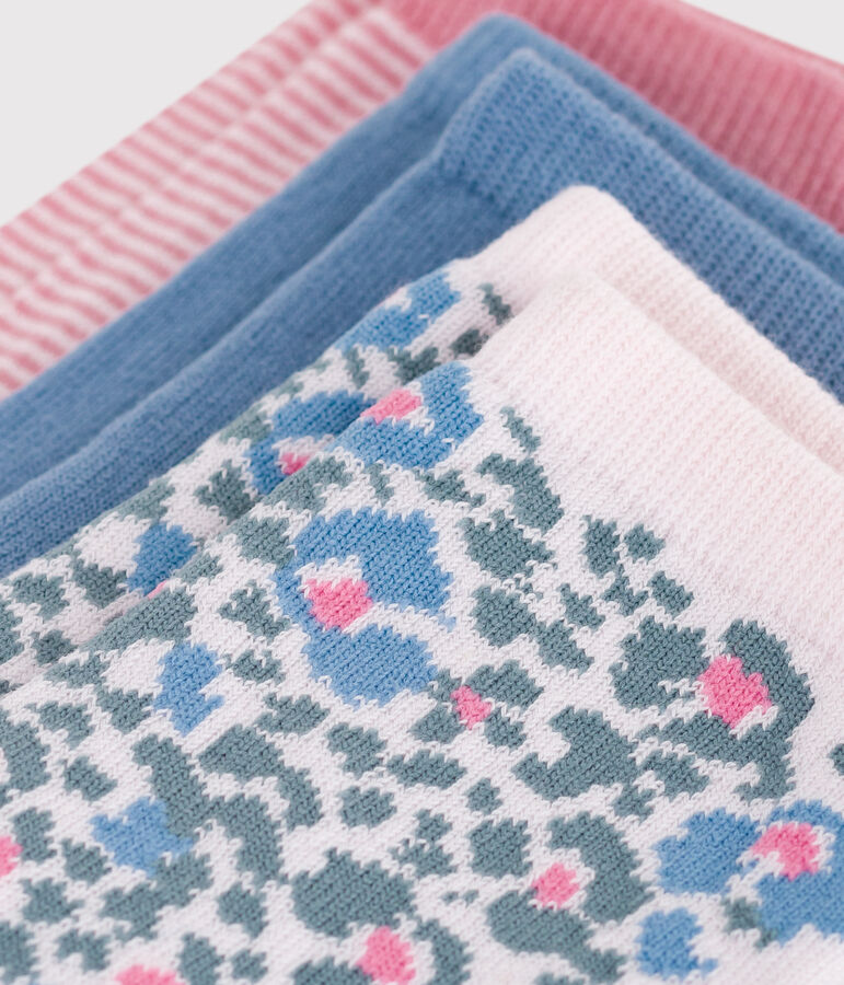 3 paia di calzini in cotone con leopardo stampato bambina multicolore