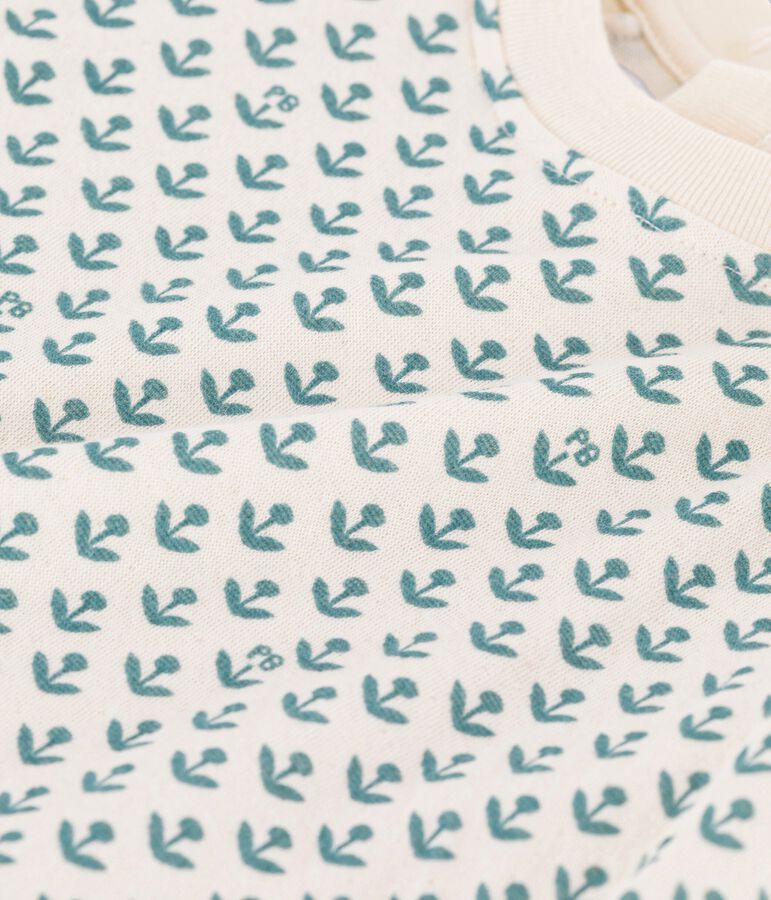 Felpa in tubique beb&egrave; ecru/verde