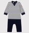 Tutina lunga da neonato, finto due pezzi bianco MARSHMALLOW/blu SMOKING