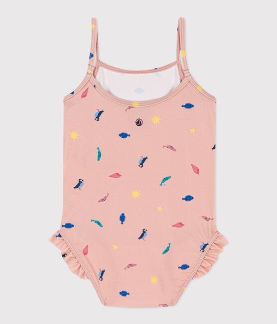Costume da bagno intero bebè in materiale riciclato rosa SALINE/bianco MULTICO