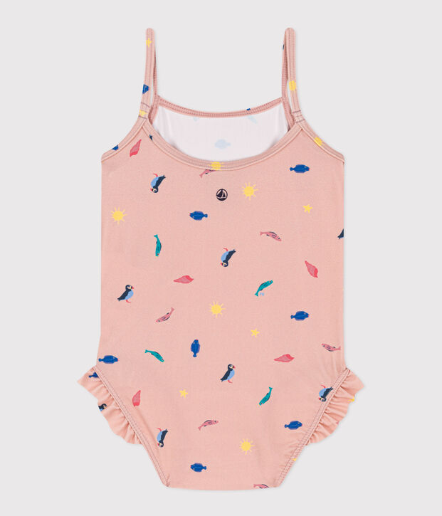 Costume da bagno intero beb&egrave; in materiale riciclato rosa/multicolore