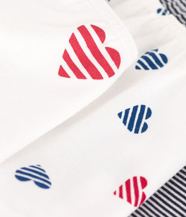 Set di 3 shorty lunghi in cotone con stampa a cuori bambino multicolore