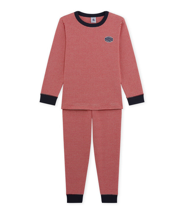 Pigiama per bambino millerighe rosso/bianco