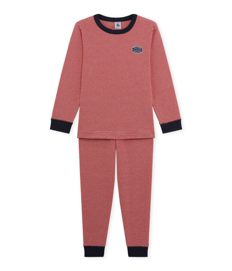 Pigiama per bambino millerighe rosso FROUFROU/beige COQUILLE