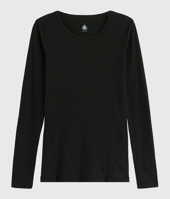 T-shirt in lana e cotone Donna nero NOIR