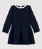 Abito bambina a maniche lunghe in cotone e tubique blu SMOKING
