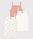 Confezione da 3 canottiere con spalline a fiori bambina in cotone