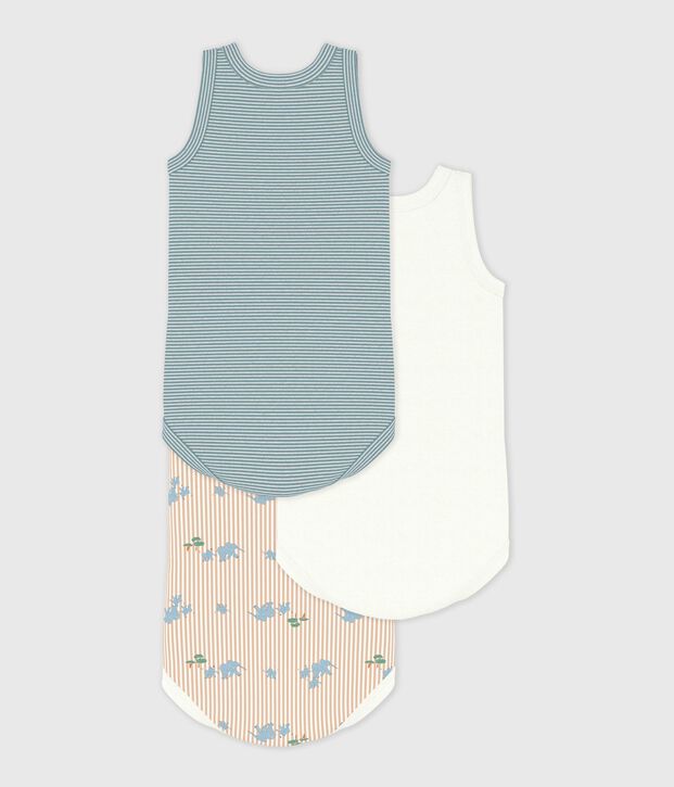 Set di body senza maniche in cotone con elefanti stampati neonato multicolore