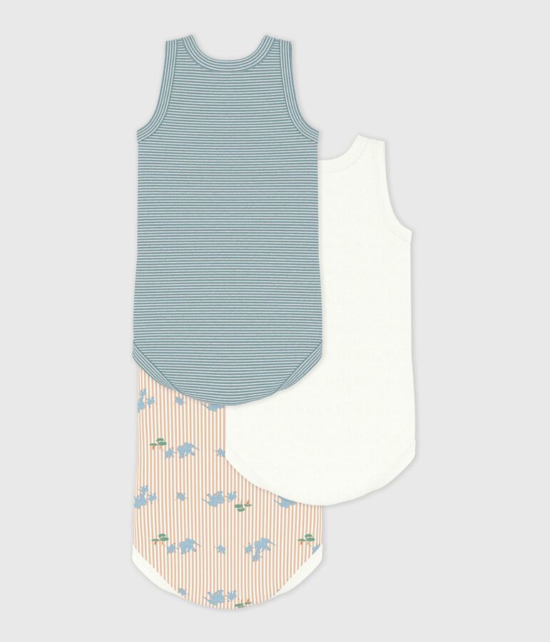 Set di body senza maniche in cotone con elefanti stampati neonato multicolore