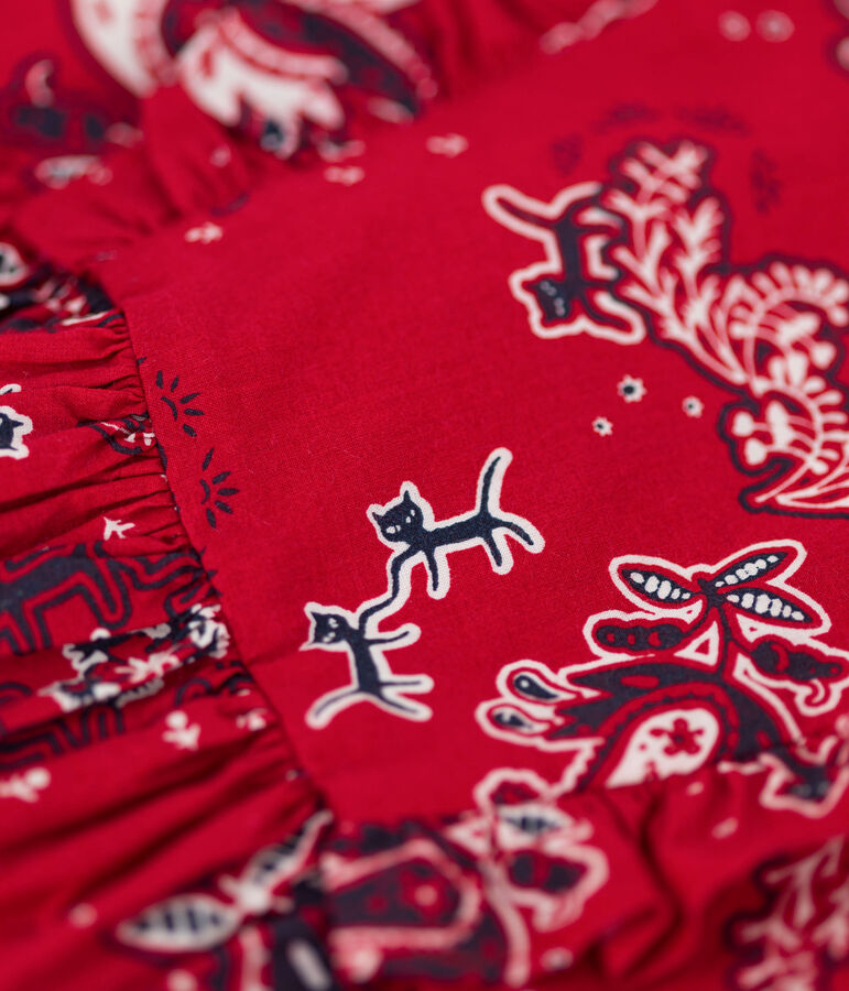 Abito a manica corta in popeline bambina rosso TERKUIT/bianco MULTICO