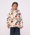 Giacca con cappuccio in sherpa a fiori bambina ecru/multicolore
