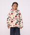 Giacca con cappuccio in sherpa a fiori bambina ecru/multicolore