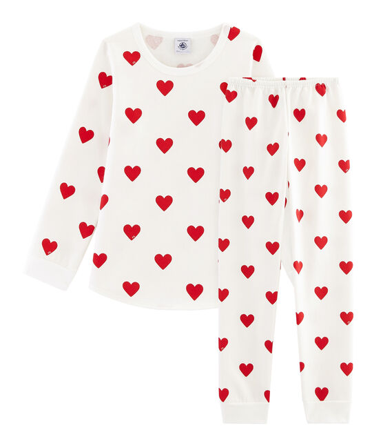 Pigiama bambina-bambino in molleton bianco MARSHMALLOW/rosso TERKUIT