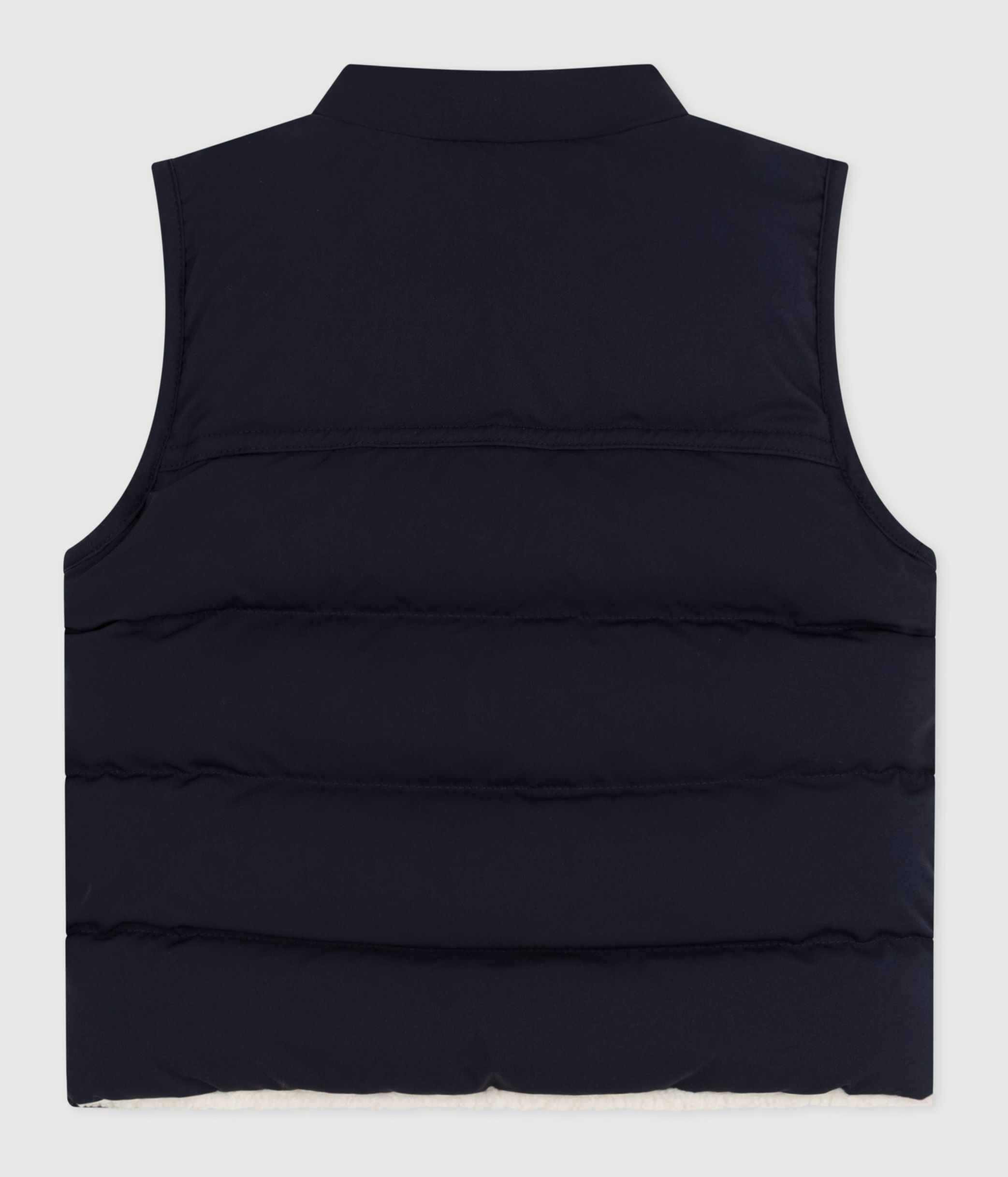 Piumino senza maniche double face neonato blu/ecru