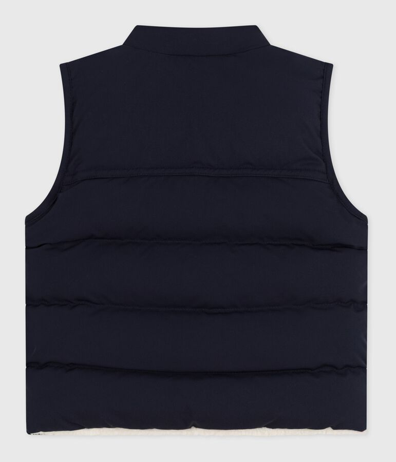 Piumino senza maniche double face neonato blu/ecru