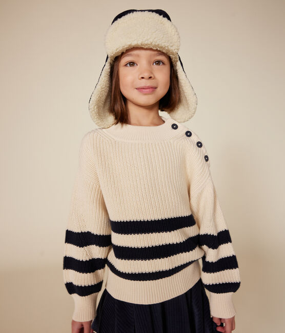 Maglione in cotone bambina bianco AVALANCHE/blu SMOKING