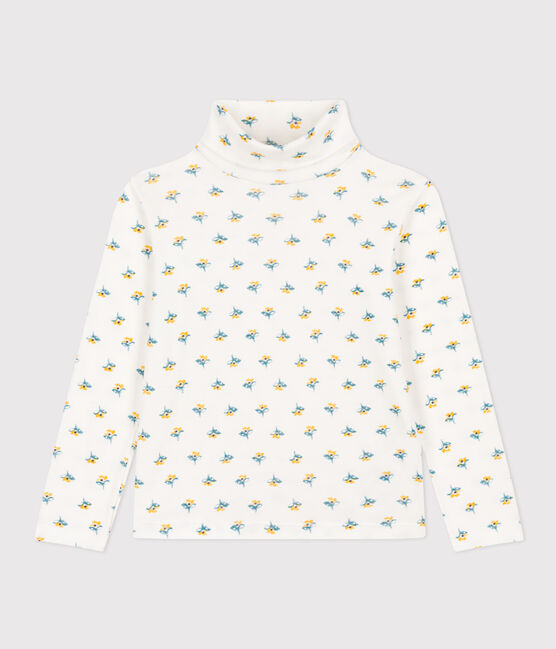 Dolcevita fantasia a fiori in cotone bambina bianco MARSHMALLOW/bianco MULTICO