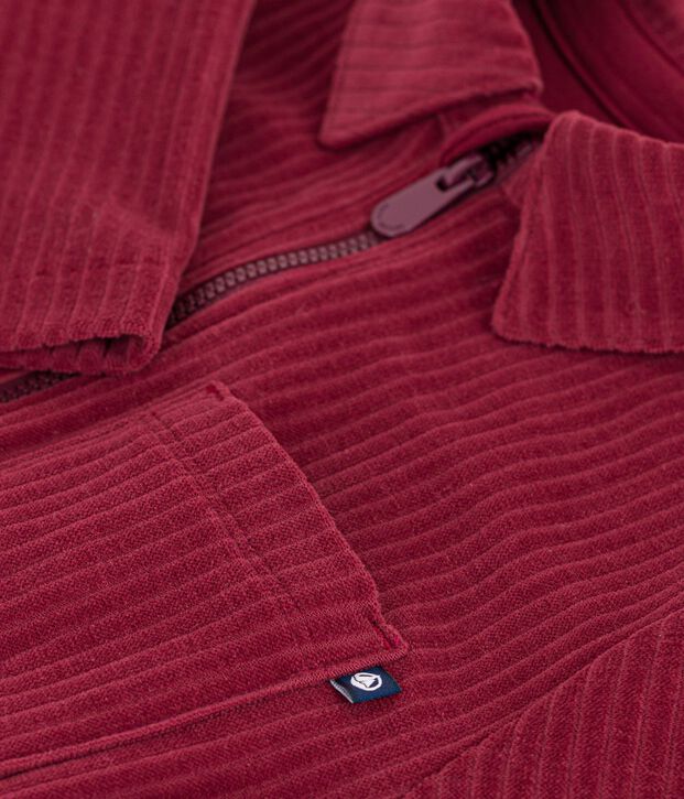 Tutina lunga in velluto boucl&eacute; tinta unita bambina rosso