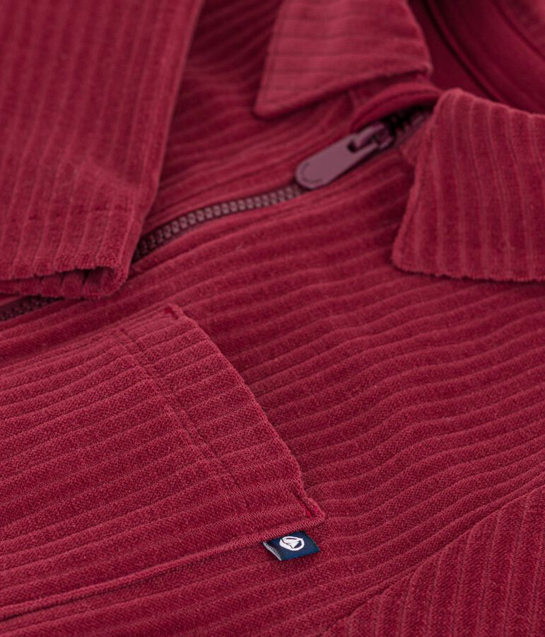 Tutina lunga in velluto boucl&eacute; tinta unita bambina rosso