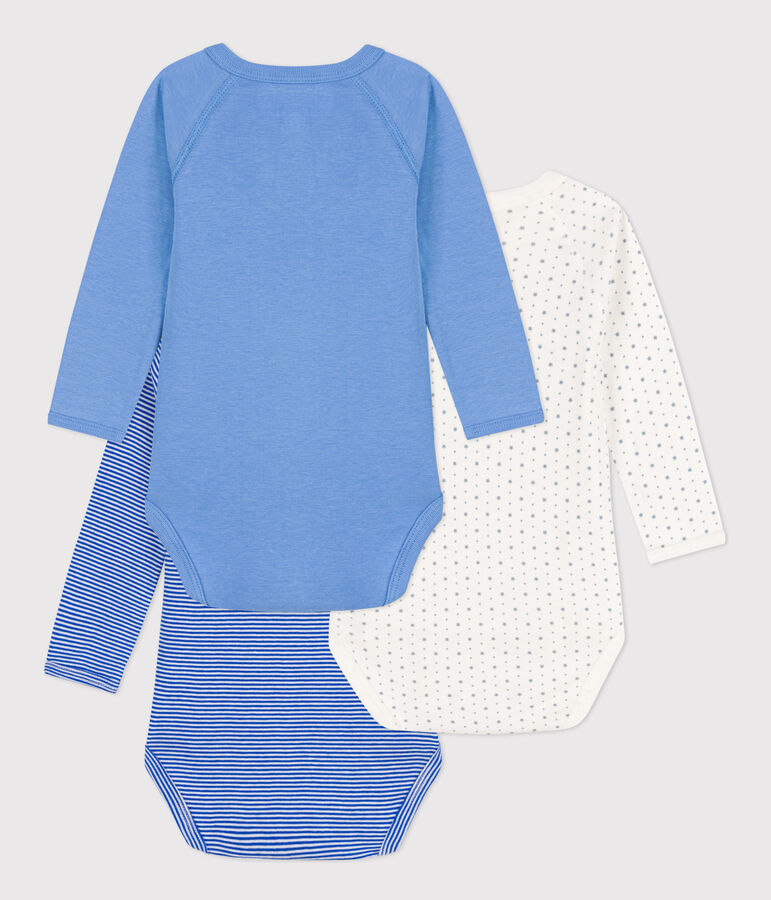 Confezione da 3 body incrociati a maniche lunghe fantasia in cotone multicolore