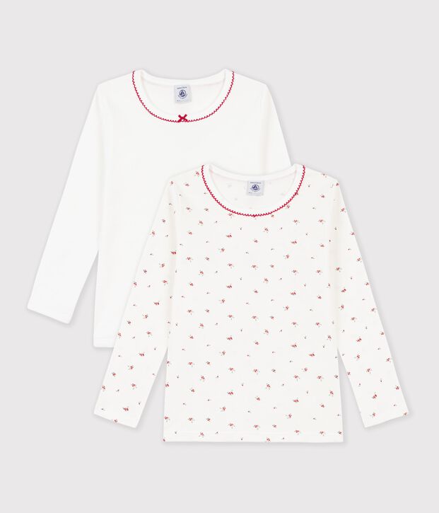 Set di T-shirt a maniche lunghe in cotone fantasia bambina multicolore