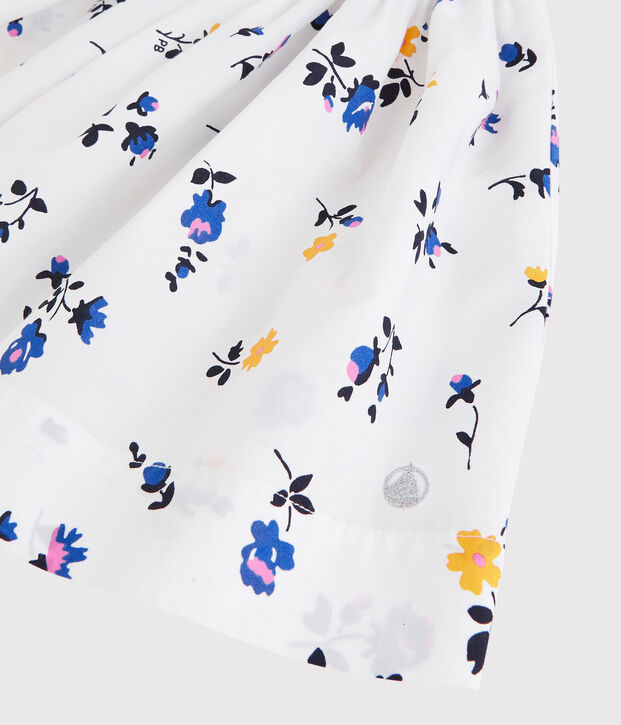 Gonna bambina in popeline bianco/multicolore