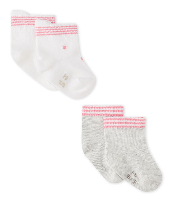 Lotto di 2 paia di calze bebé unisex bianco LOT