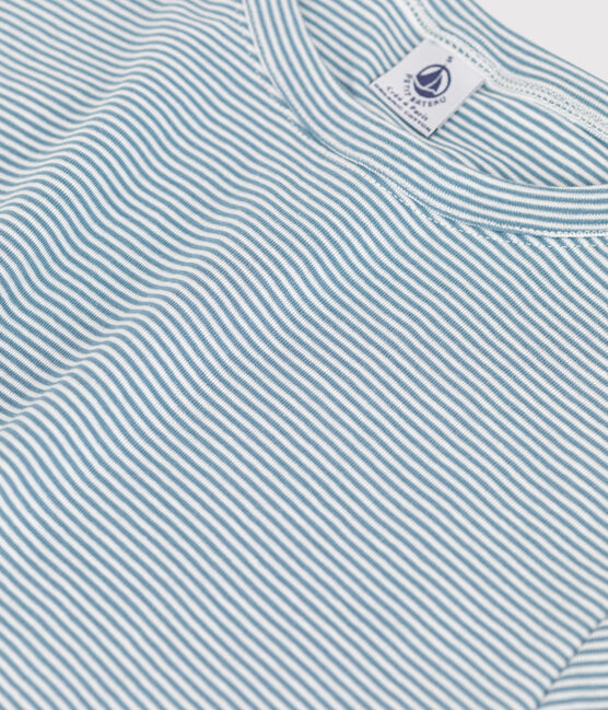 T-shirt L'ICONIQUE girocollo in cotone Donna blu ROVER/bianco MARSHMALLOW